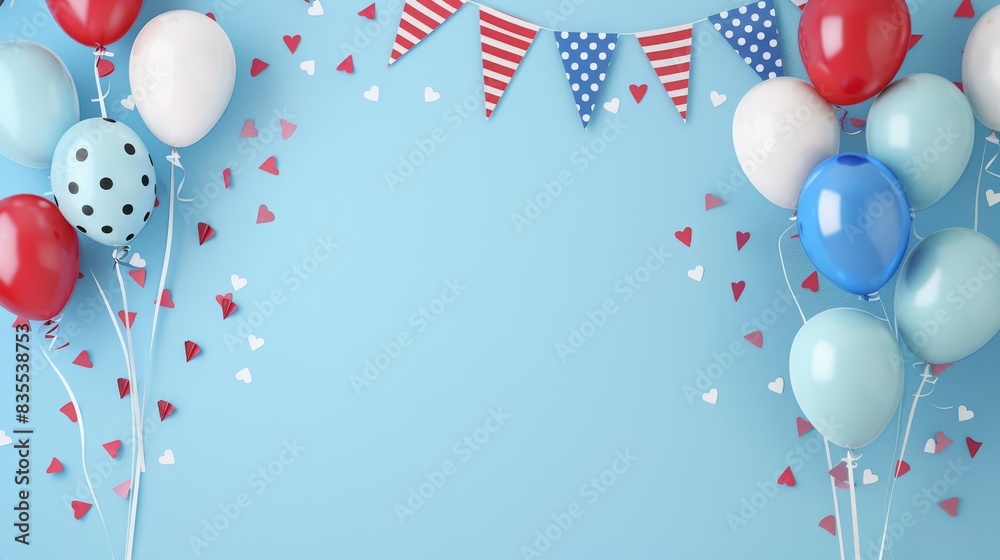 Wall mural patriotic balloons and flags with blank space for text