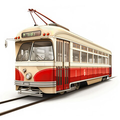 Naklejka premium Streetcar isolated white background
