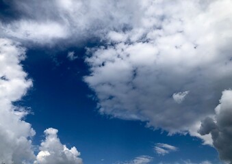 beautiful lush clouds on the blue sky