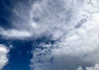 beautiful lush clouds on the blue sky