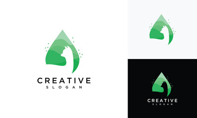 Water drop and alpaca logo design template. alpaca water logo design inspiration