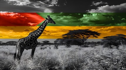 Giraffe in Tanzanian Flag
