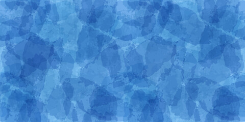 Watercolor seamless pattern. Vector cloud sky print. Blue transparent brush stains texture.