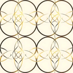 Seamless abstract modern geometric circle line pattern for elegant golden christmas background