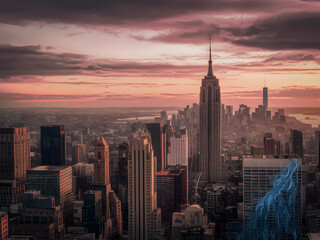 Fototapeta premium city skyline at sunset