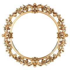Golden round frame isolated on white background