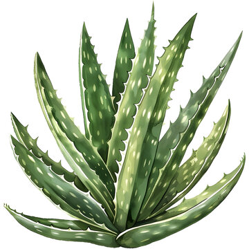 green aloe vera plant watercolor style clip art preview