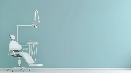 Dental chair in clinic office interior, wall mockup copy space template