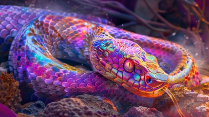 Obraz premium abstract watercolor snake background wallpaper, exotic pet concept for designer