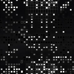 Abstract digital data technology square black and grey pattern pixel background with copy space. Modern futuristic trendy gradient pixel design.