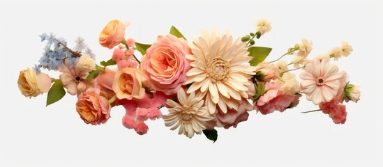 Fototapeta premium colorful flowers beautiful decorative bouquet isolated white background
