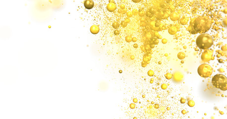 Euphoric Eruption: Magnificent 3D Illustration Showcasing Bursting gold Confetti