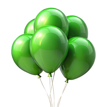 green balloons Hyperrealistic Highly Detailed Isolated On Transparent Background Png File