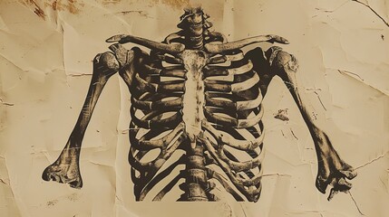 Detailed anatomical illustration of a human rib cage.