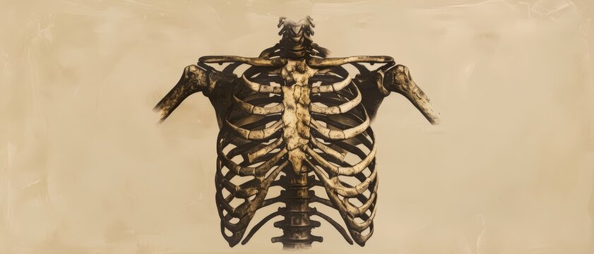 Detailed anatomical illustration of a human rib cage.