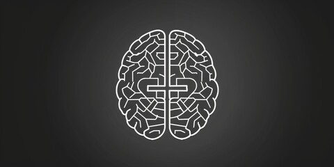 A simple illustration of a brain outlined in white against a dark background, ideal for use in educational or scientific contexts
