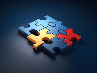 Fototapeta premium Business puzzle, Colorful 3D Business Puzzle, Business people joining puzzle together, teamwork and unity in business concept
