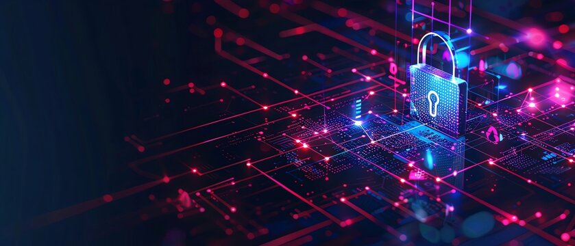 Cybersecurity service visuals with secure connection, highlighting secure login, data protection, and AIdriven insights