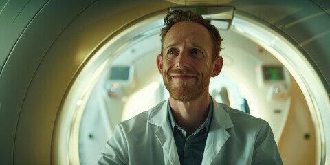 A scientist stands in front of a complex machine, likely conducting experiments
