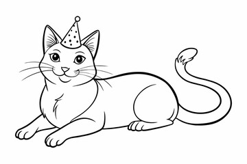 outline doodle line art gentleman Burmese cat vector illustration