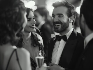 A formal event or gala, a person dressed for a special occasion