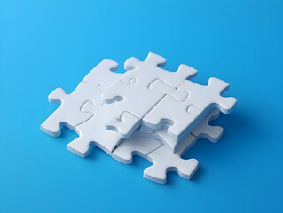 Fototapeta premium Business puzzle, Colorful 3D Business Puzzle, Business people joining puzzle together, teamwork and unity in business concept