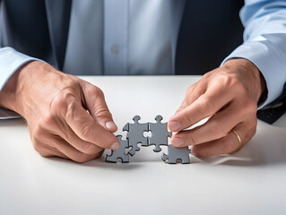 
Business puzzle, Colorful 3D Business Puzzle, Business people joining puzzle together, teamwork and unity in business concept