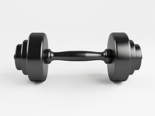 A pair of black dumbbells placed on a white surface