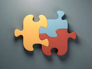 Fototapeta premium Business puzzle, Colorful 3D Business Puzzle, Business people joining puzzle together, teamwork and unity in business concept