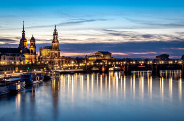 Dresden - panoramic view of the Old Town over the Elbe River