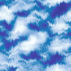 Water blur degrade alcohol ink texture background. Seamless liquid flow stripe effect. Distorted tie dye wash variegated fluid blend. Repeat ombre pattern for sea, ocean, nautical maritime backdrop © Nautical