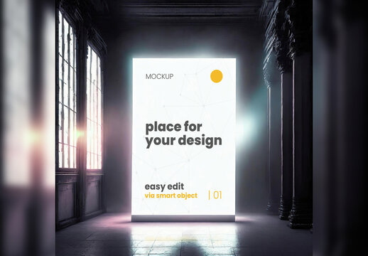 Glow Dreamy Scene Vertical Poster Mockup Generative Ai