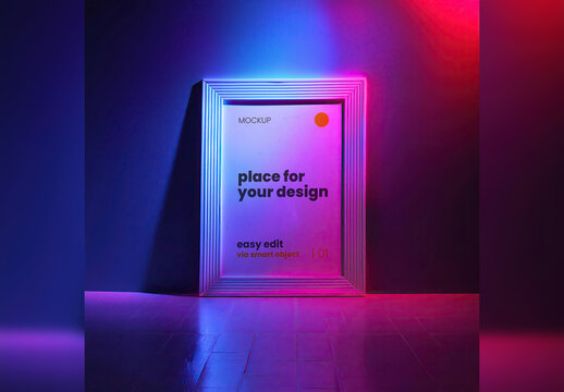 Gradient Night Style Poster Frame Mockup Generative Ai