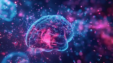 Obraz premium Abstract Neural Network Visualization, Generative AI