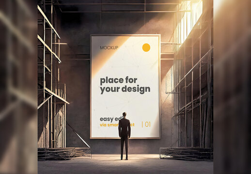 Illustrated Comic Style Poster Frame Mockup Generative Ai