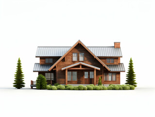 A model of 3d real estate house building, Conceptual flat and building on urban area, real estate housing concept