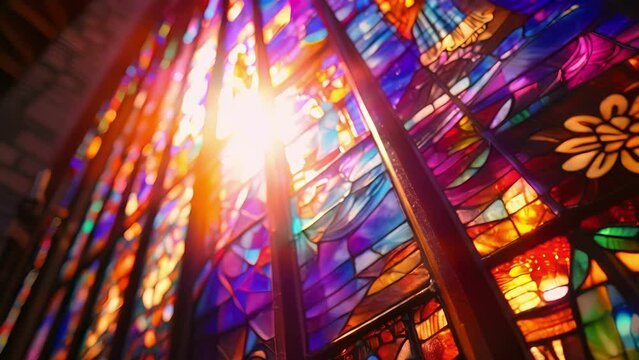 A team of workers delicately install stained glass windows adding a touch of artistry and light to the buildings interior.