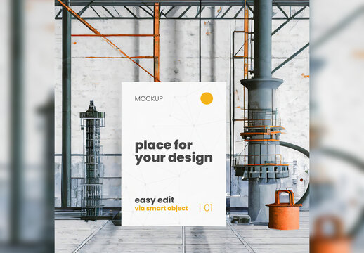 Industrial Illustration Poster Mockup Generative Ai