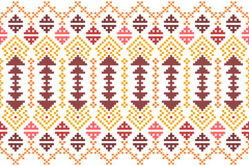 Ethnic geometric seamless fabric pattern Cross Stitch.