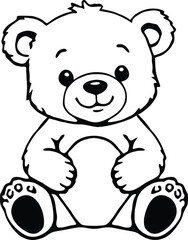 smiling teddy bear black and white