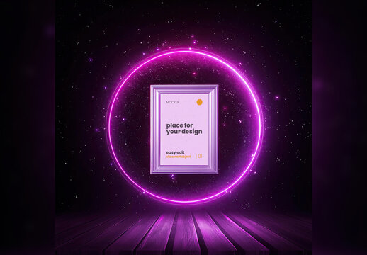 Lost Pink Dimension in Space Vertical Poster Frame Mockup Generative Ai