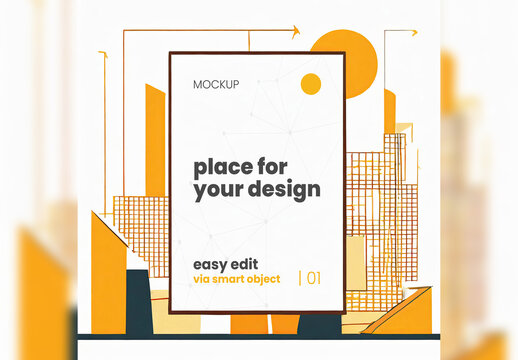 Maximalism Style Illustrated Poster Frame Mockup 02 Generative Ai