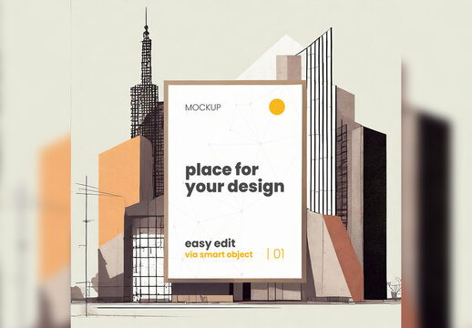 Maximalism Style Illustrated Poster Frame Mockup 04 Generative Ai