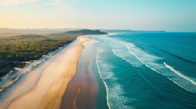 Aerial view of a serene Australian island beach wallpaper background