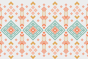 Ethnic geometric seamless fabric pattern Cross Stitch.