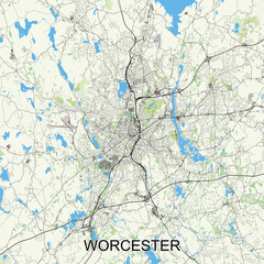 Worcester, Massachusetts, United States map poster art