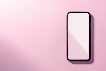 Modern smartphone with blank screen on pink background. Minimalistic design, high-quality stock photo ideal for tech, lifestyle, and marketing projects.