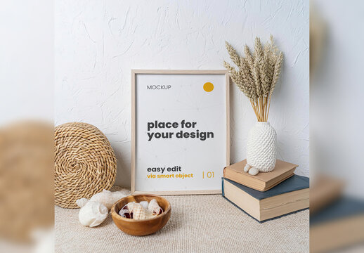 Nice Deco Cozy Place Portrait Frame Mokcup Genernative Ai