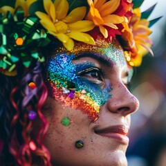 Nature's Crystalline Geometry LGBTQ+ Character Celebrating Pride Month at Festival