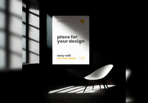 Noir Dramatic Light Artistic Poster Frame Mockup 01 Generative Ai